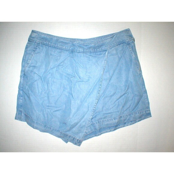 $198 Womens NWT W Worth New York Deim Skort Shorts Skirt 8 Blue Light Wrap Nice - Picture 2 of 7